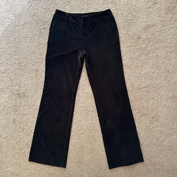 Ann Taylor Pants Womens 2 30x31 Mid Rise Corduroy Black Straight Leg - Picture 2 of 13